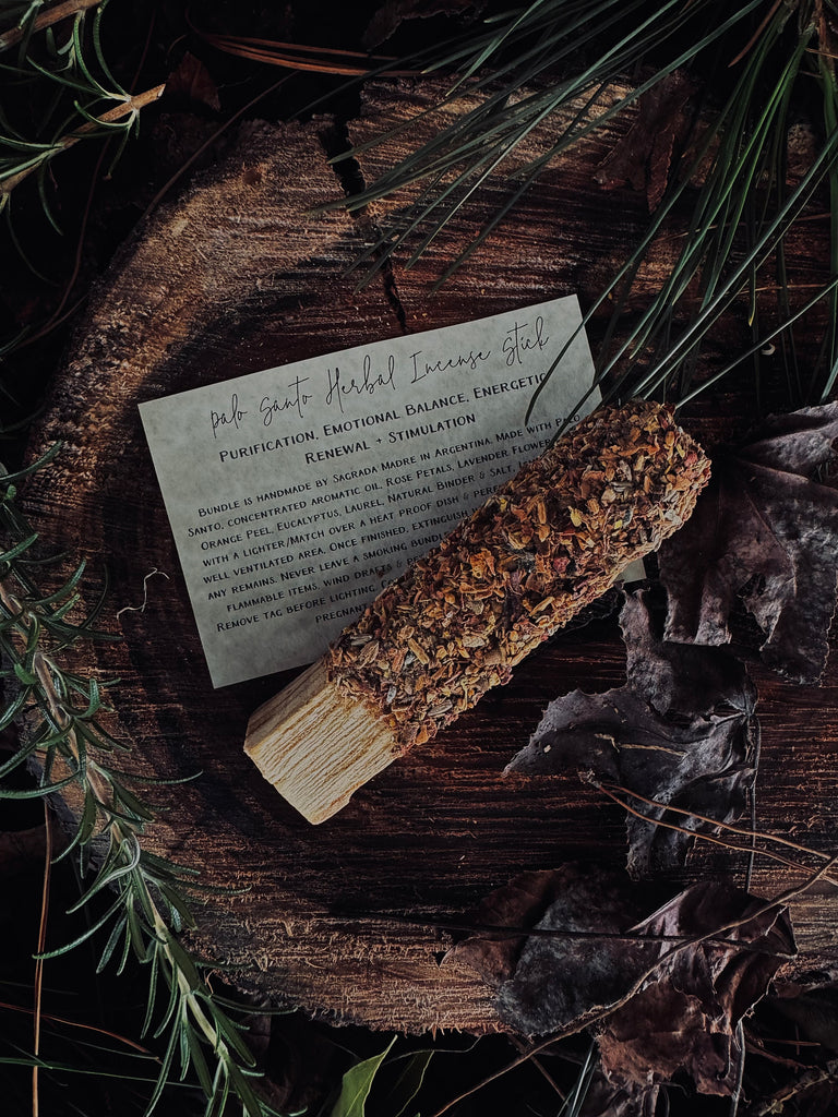 Herb + Resin Dipped Palo Santo Incense Wand