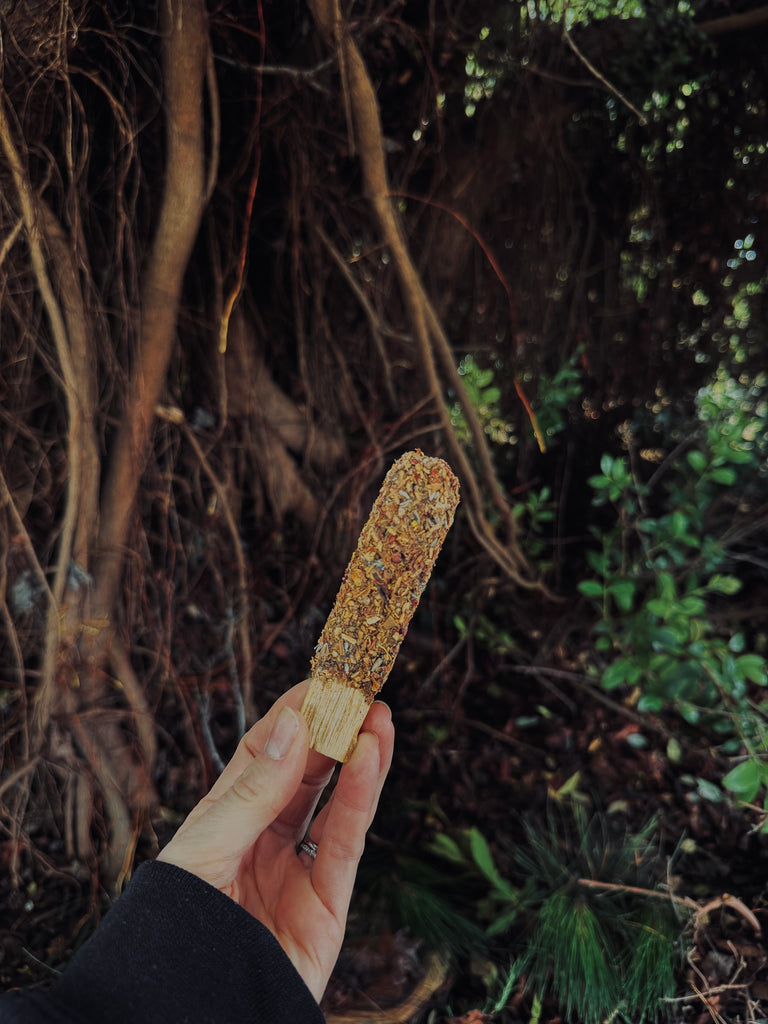 Herb + Resin Dipped Palo Santo Incense Wand