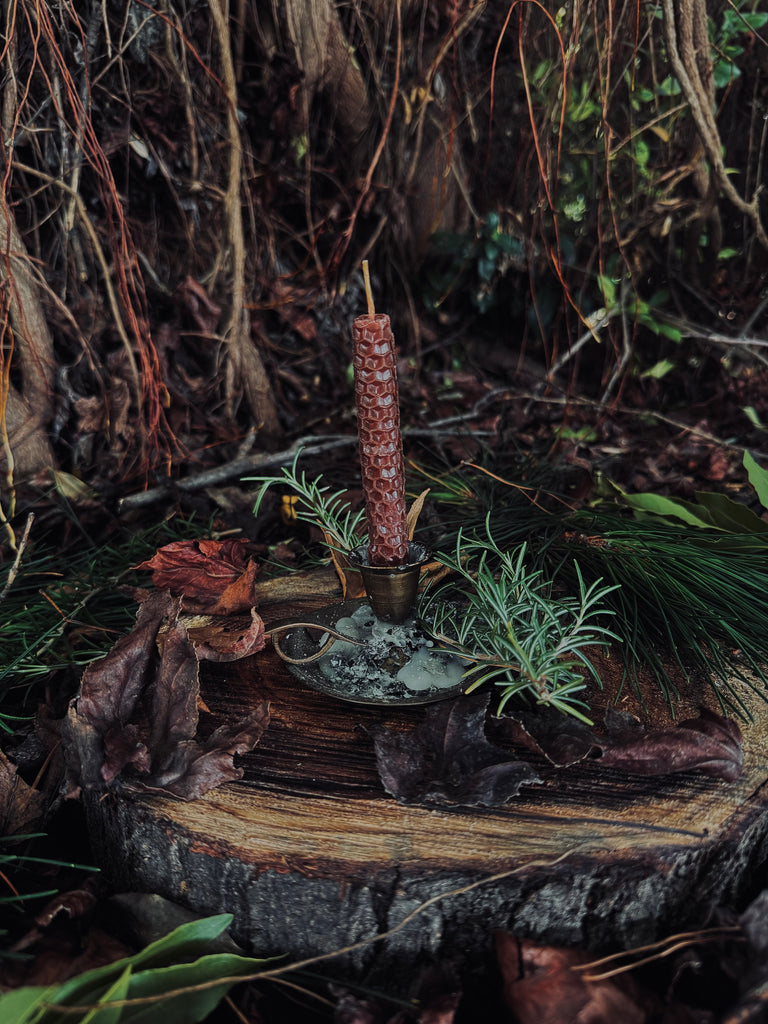 BROWN Beeswax Spell Candle ~ Earth Magic, Grounding