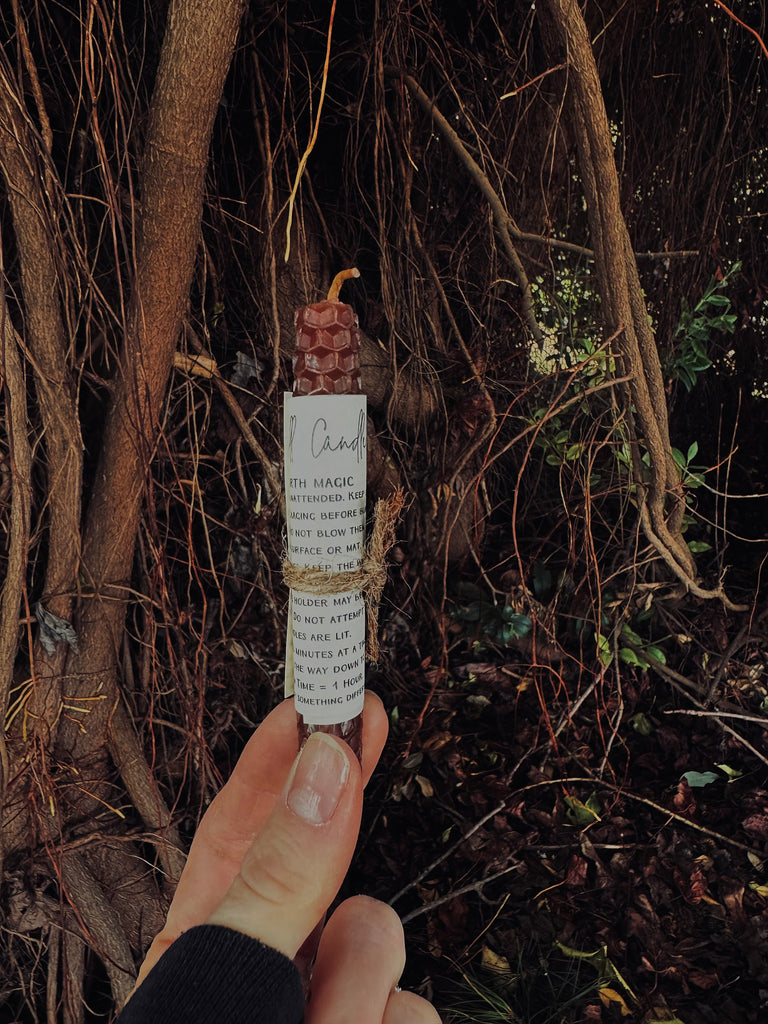 BROWN Beeswax Spell Candle ~ Earth Magic, Grounding