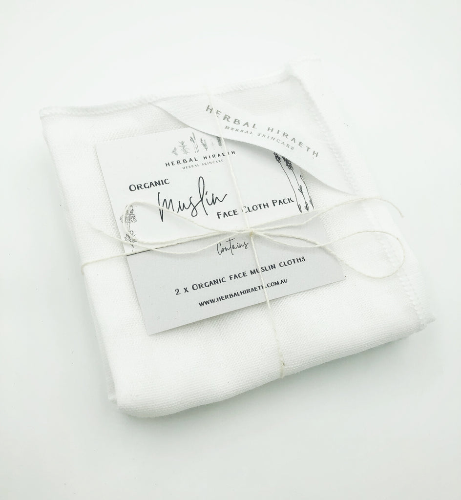 Organic Muslin Face Cloth - 2 Pack - HerbalHiraeth